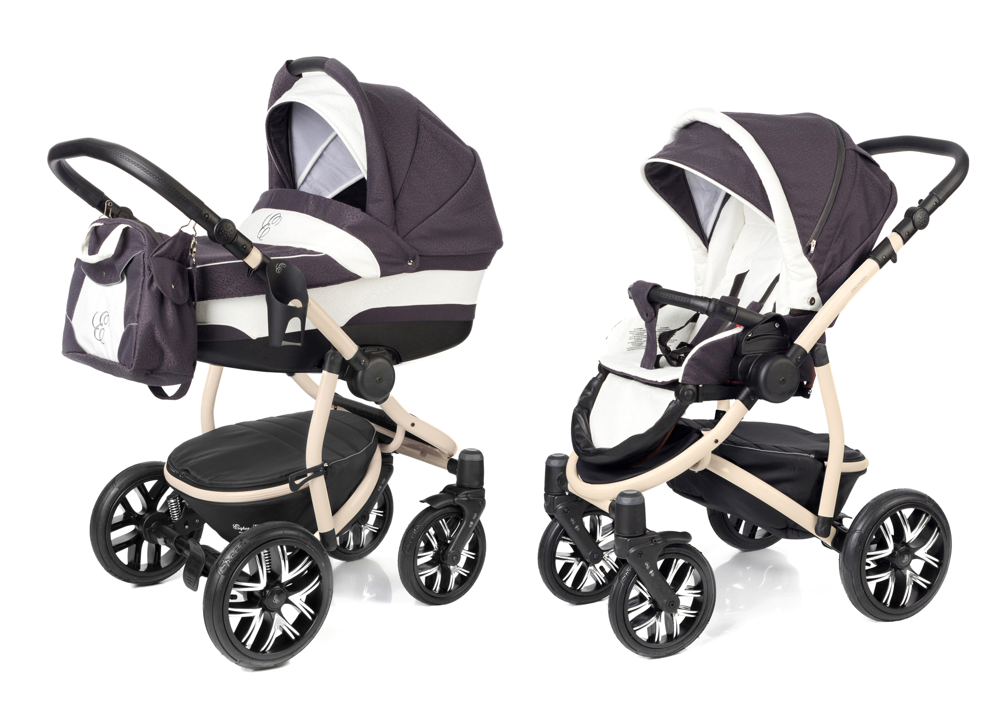 Коляска 2 в 1 Esspero Discovery (шасси Beige) Grey Leves