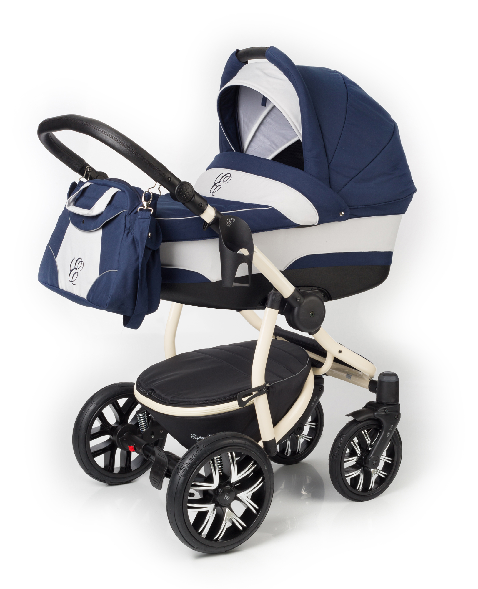 Коляска для новорожденных Esspero Discovery (шасси Beige) Navy Grey