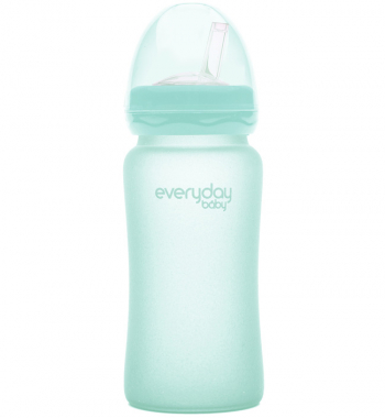 Стеклянная бутылочка-поильник с трубочкой с защитным силиконовым покрытием Everyday Baby, 240 мл