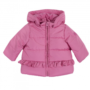 Куртка Chicco для девочек, с рюшами, цвет розовый