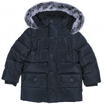 Куртка-пуховик Chicco для мальчиков, капюшон с мехом, цвет тёмно-синий (ошибка)