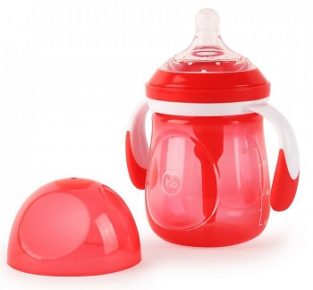 Бутылочка антиколиковая с ручками и силиконовой соской Happy Baby (180 мл.)