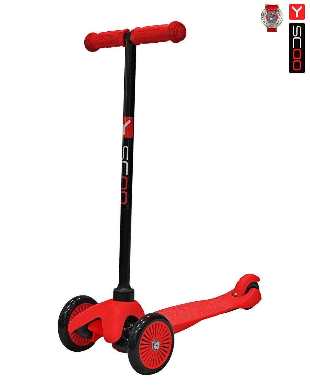 Самокат Y-SCOO mini A-5 Simple с цветными колесами red