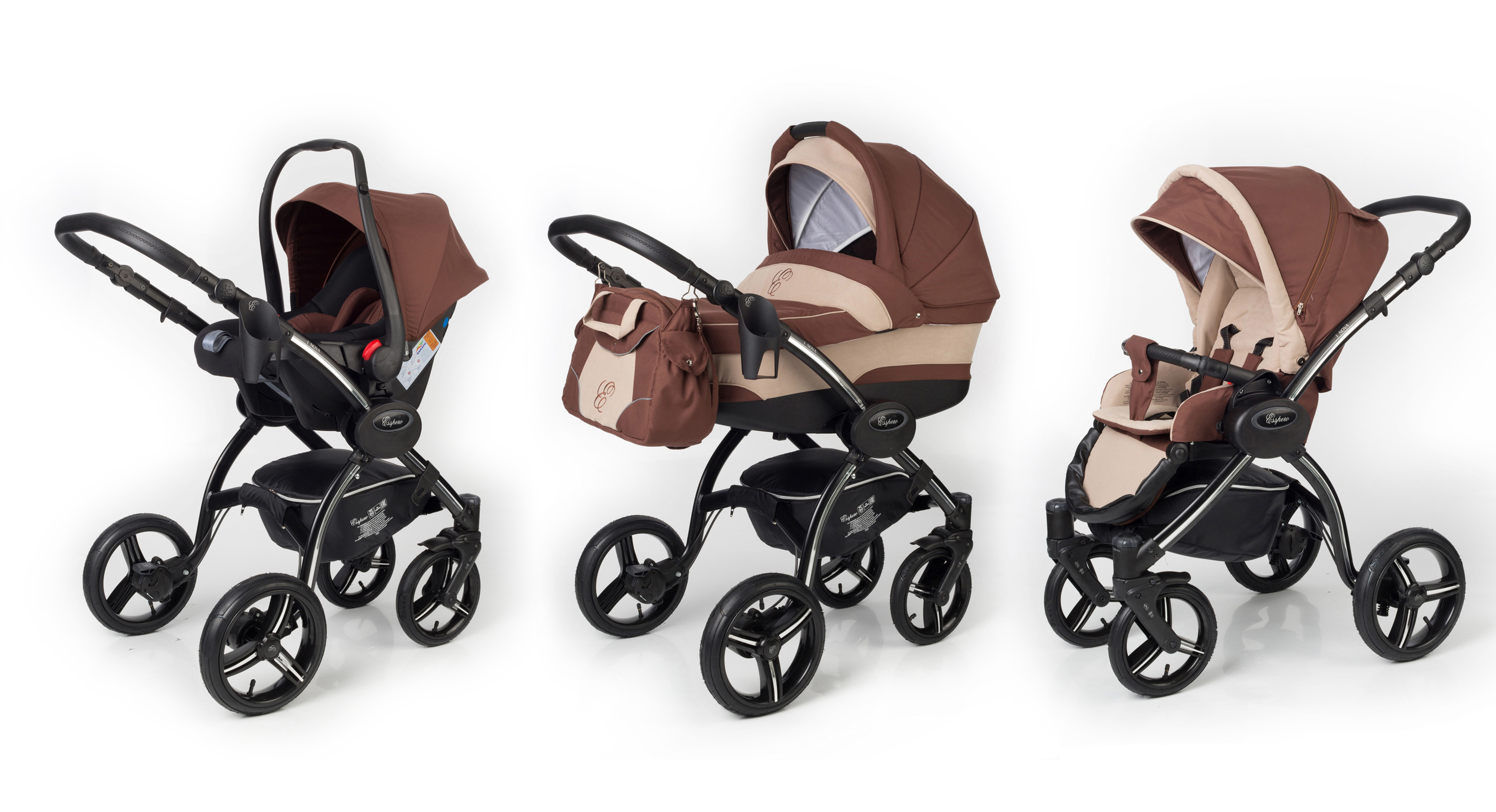 Коляска 3 в 1 Esspero I-Nova (шасси Black) Brown Beige