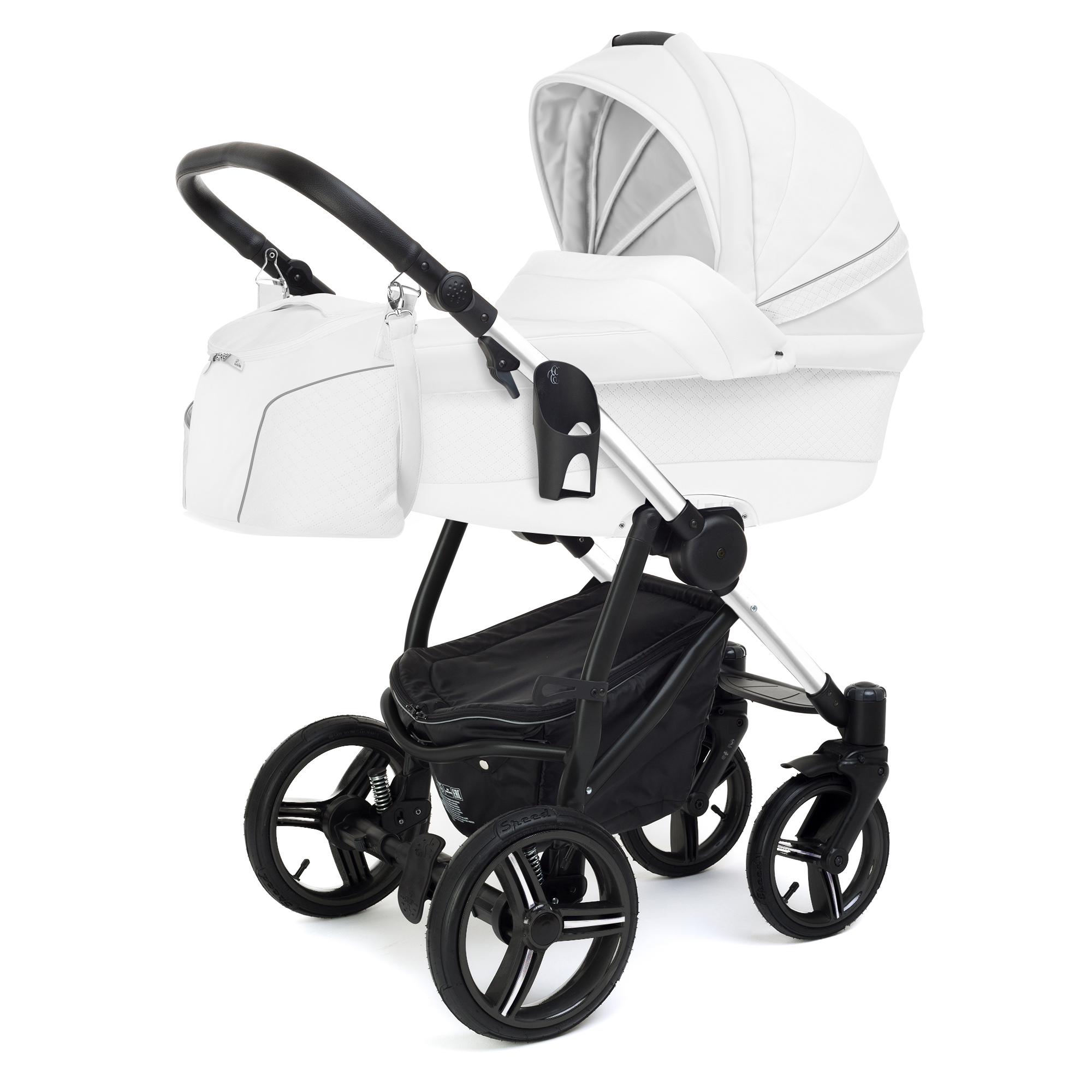 Коляска для новорожденных Esspero Grand Newborn Lux (шасси Chrome) Nappa White