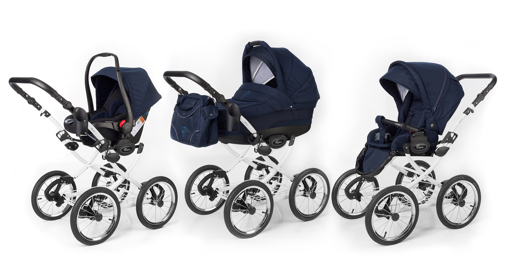 Коляска 3 в 1 Esspero Classic (шасси White) Mar Carbon
