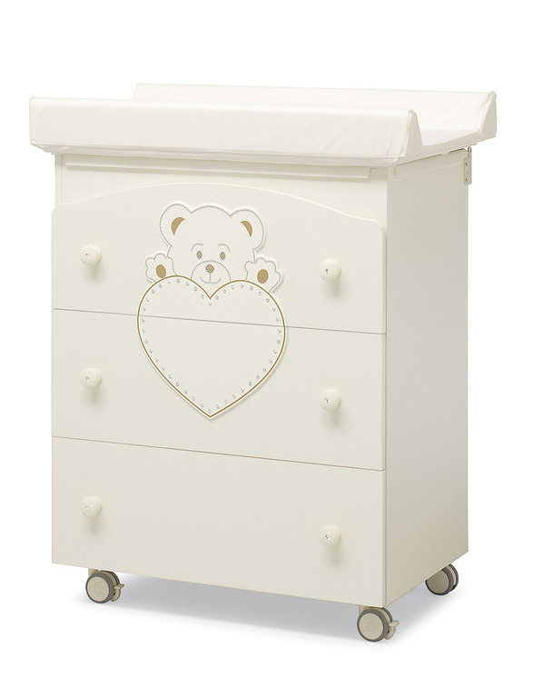Пеленальный комод с ванночкой Erbesi Cucciolo Pretty (со стразами Swarovski) Ivory (слоновая кость)
