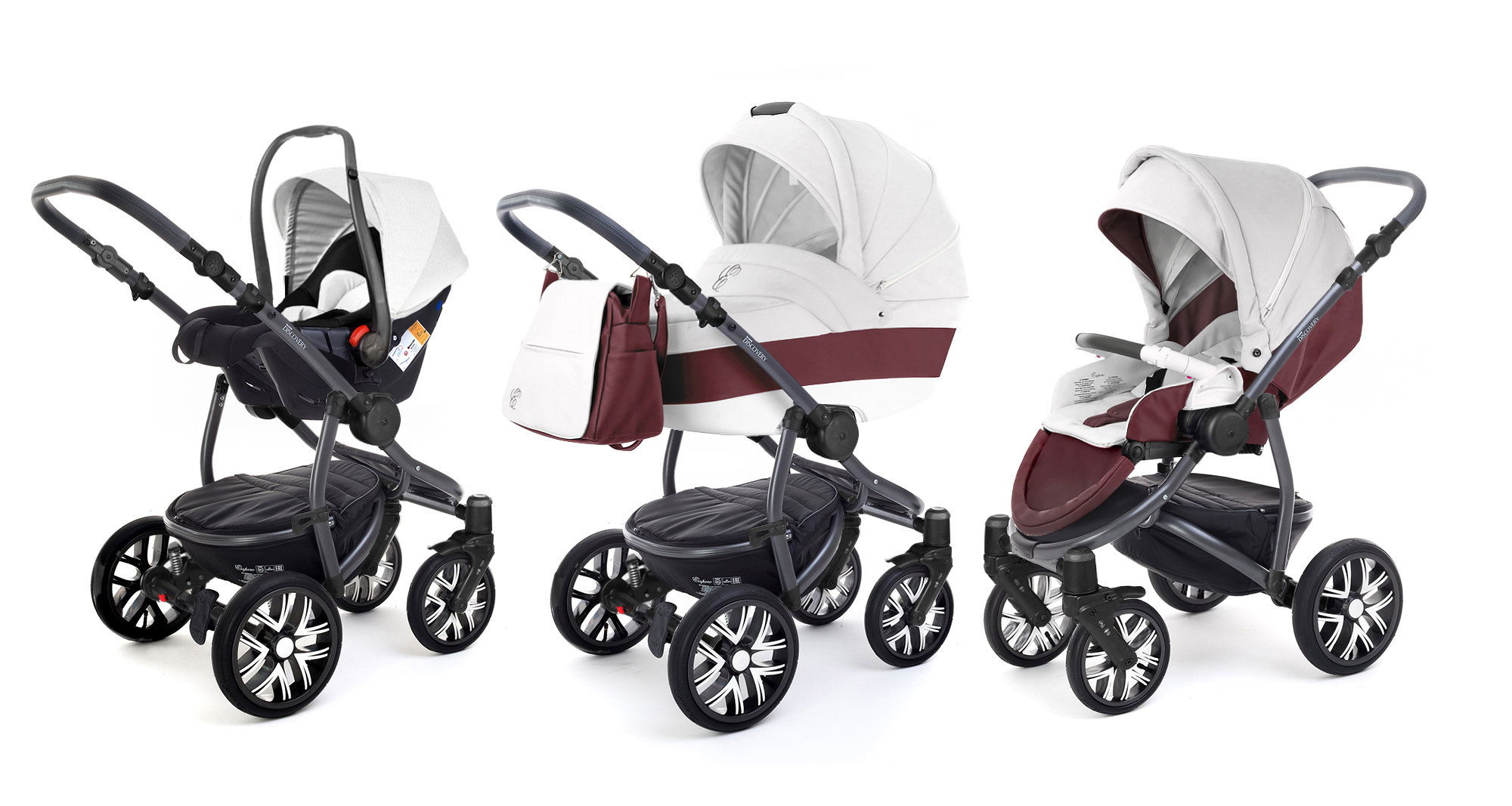 Коляска 3 в 1 Esspero Grand Discovery (шасси Graphite) Maroon leatherette