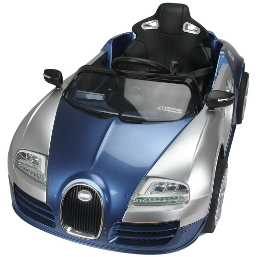 Электромобиль Bugatti Veyron JE1188 (12V) сине-белый металлик, колеса EVA