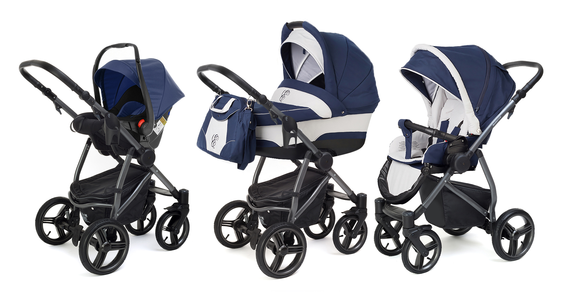 Коляска 3 в 1 Esspero Newborn Lux (шасси Graphite) Navy Grey