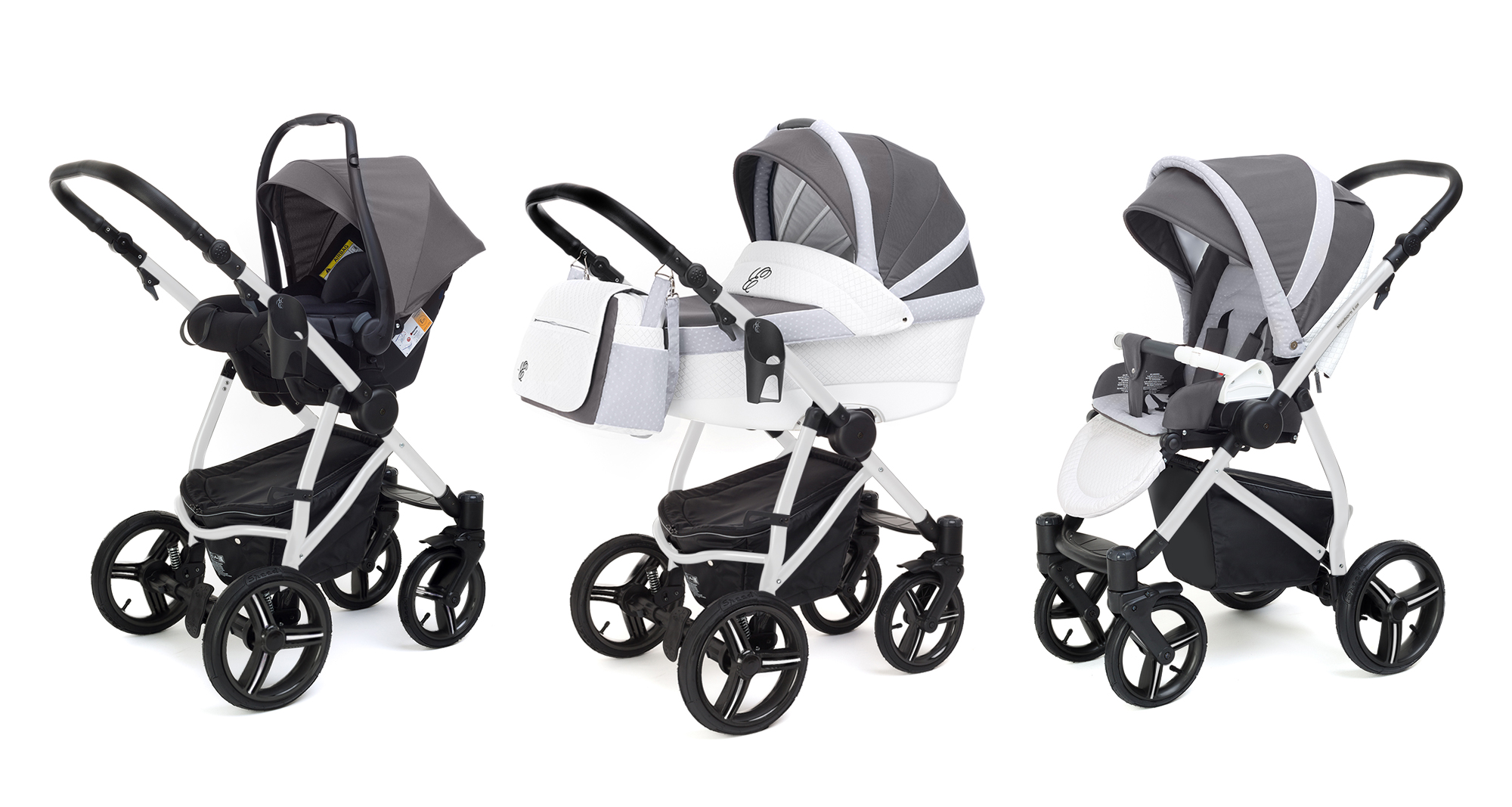 Коляска 3 в 1 Esspero Grand Newborn Lux (шасси White) Royal Silver