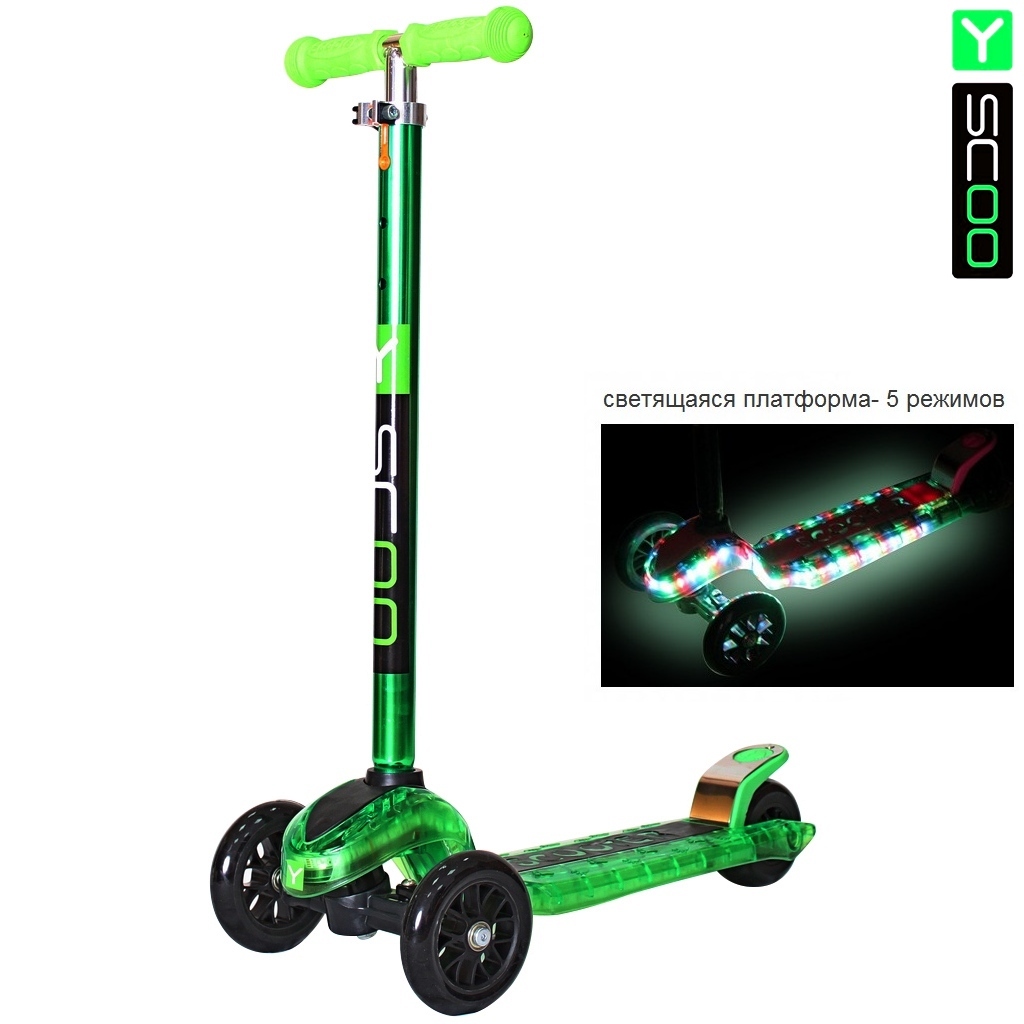 Самокат Y-SCOO MAXI Laser Show green metallic