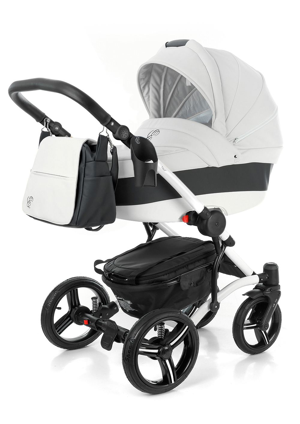 Коляска для новорожденных Esspero Tour Leatherette (шасси White) White leatherette