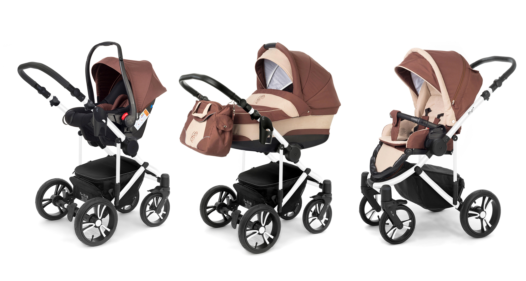 Коляска 3 в 1 Esspero Magic Pro (шасси White) Brown Beige