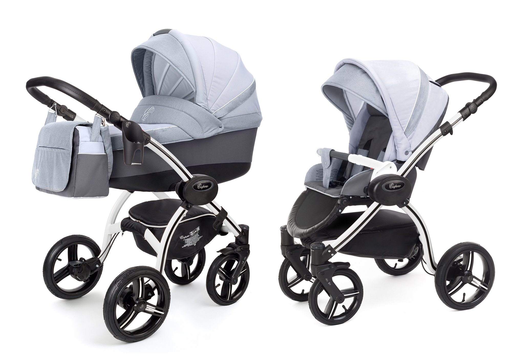 Коляска 2 в 1 Esspero Grand I-Nova (шасси White) Grey Stone