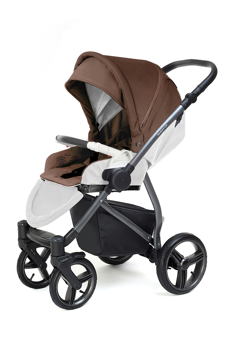 Прогулочная коляска Esspero Grand Newborn Lux (шасси Graphite) Cacao leatherette