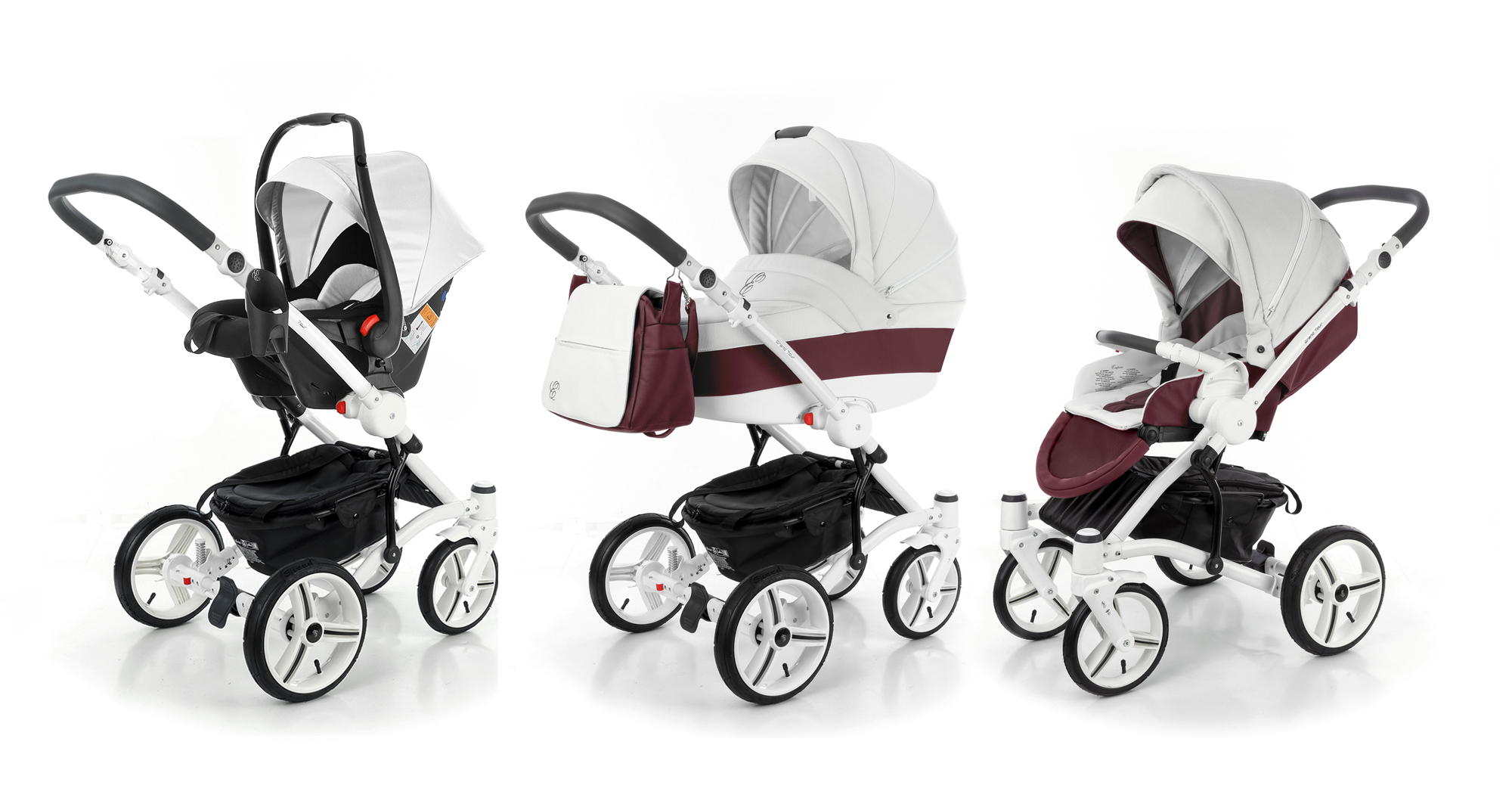 Коляска 3 в 1 Esspero Grand Tour Maroon leatherette
