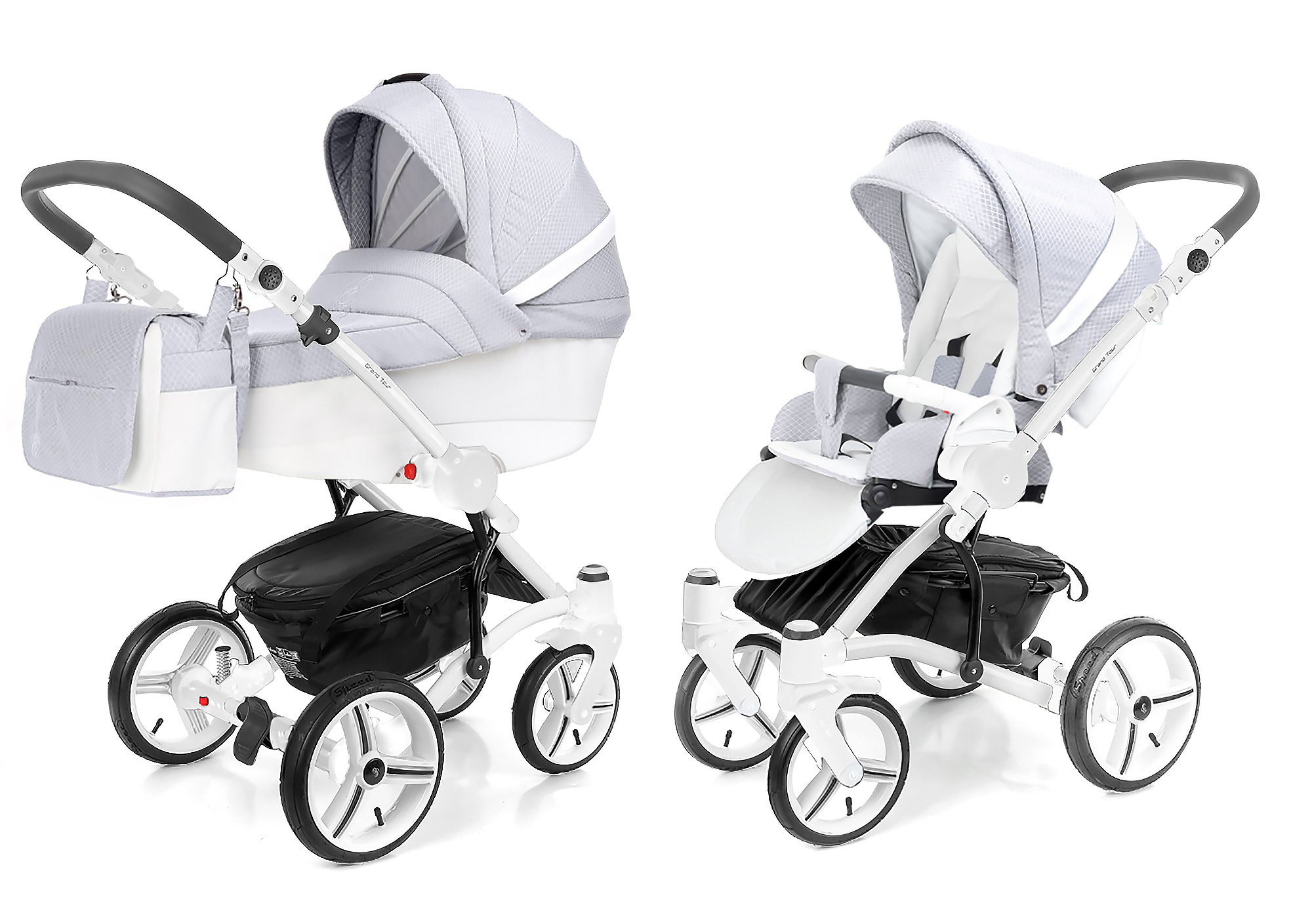 Коляска 2 в 1 Esspero Grand Tour (шасси White) Grey Diamond