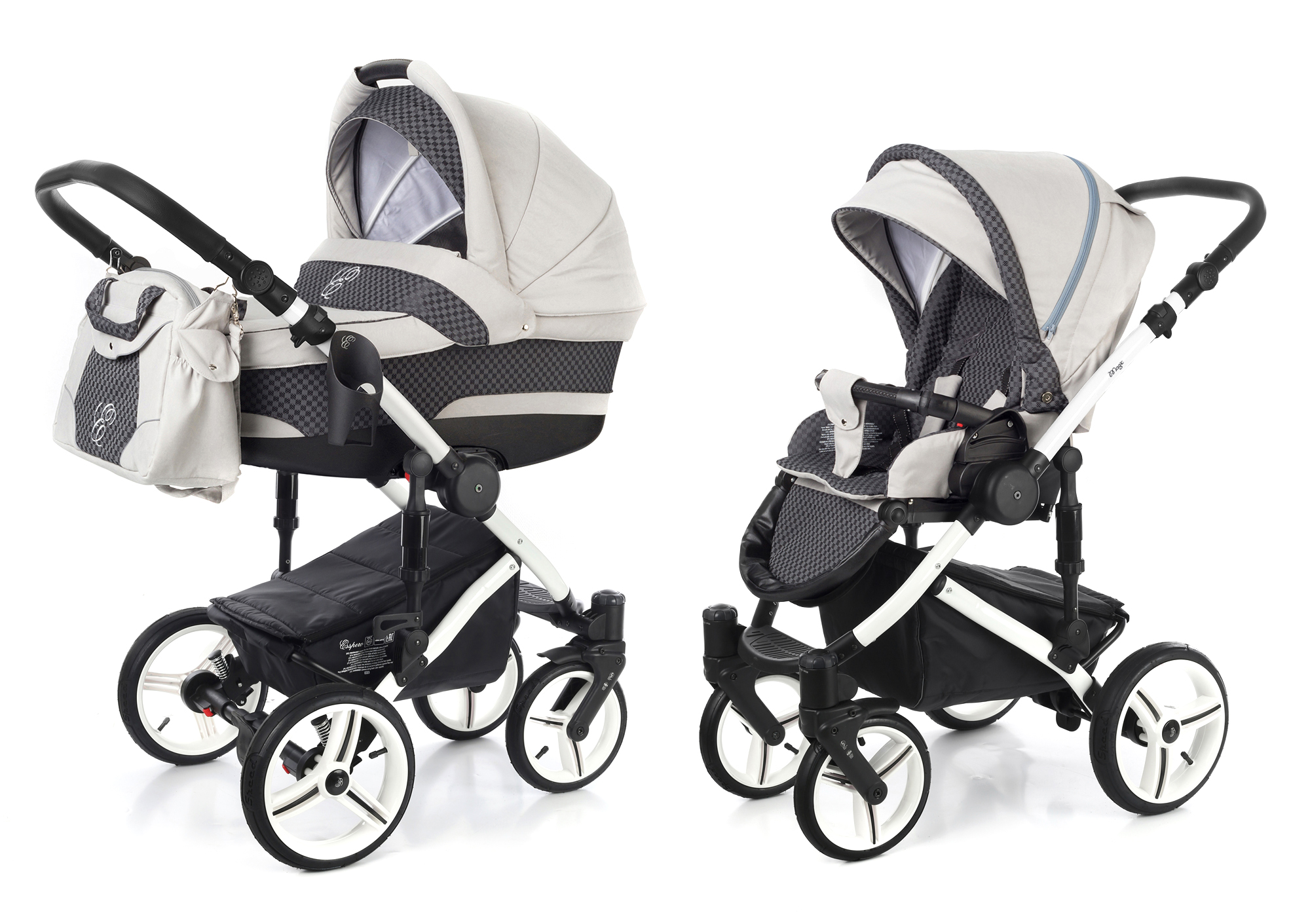 Коляска 2 в 1 Esspero Magic (шасси White) Grey Carbon