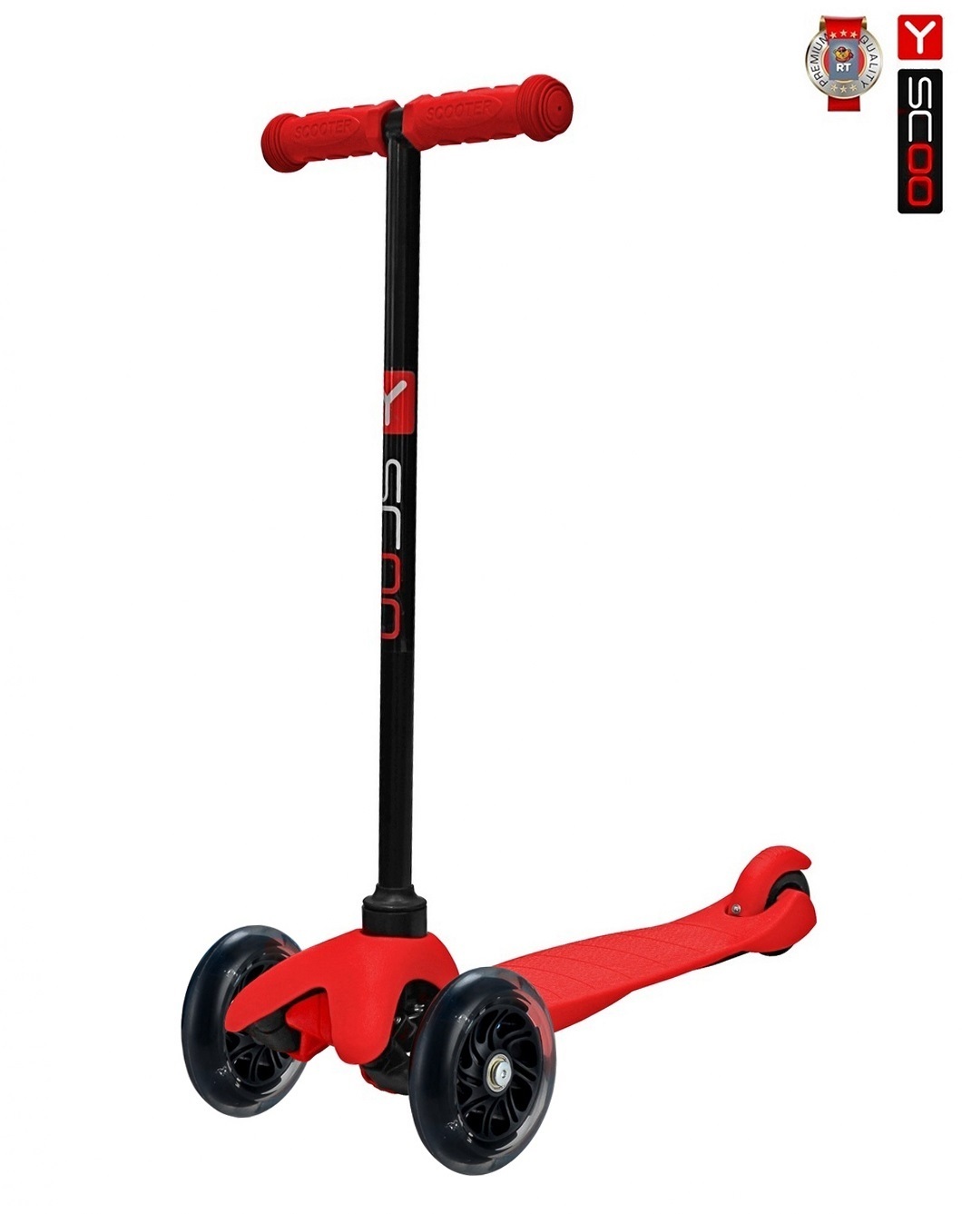 Самокат Y-SCOO mini A-5 Shine со светящими колесами red