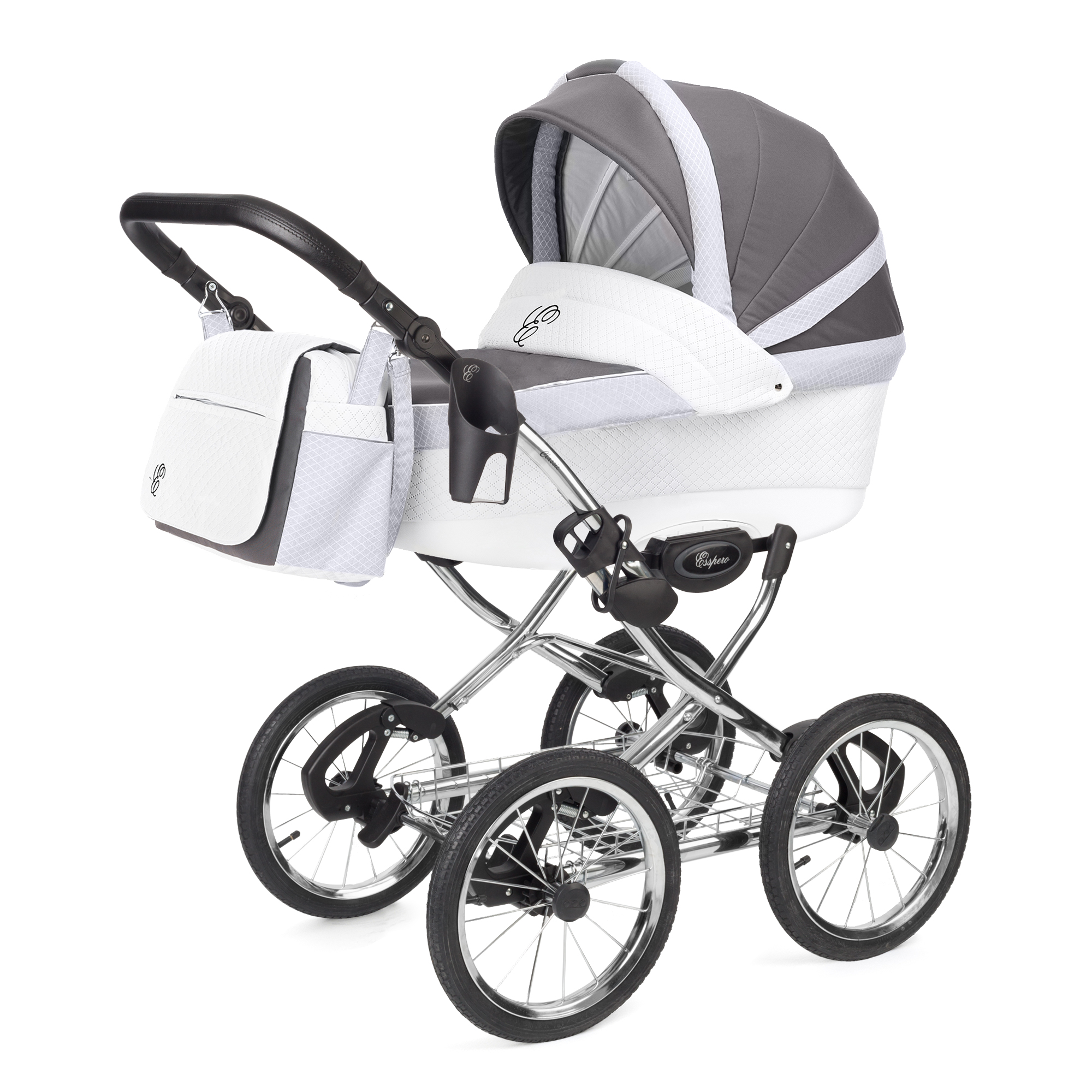 Коляска для новорожденных Esspero Grand Classic (шасси Chrome) Royal Light Grey