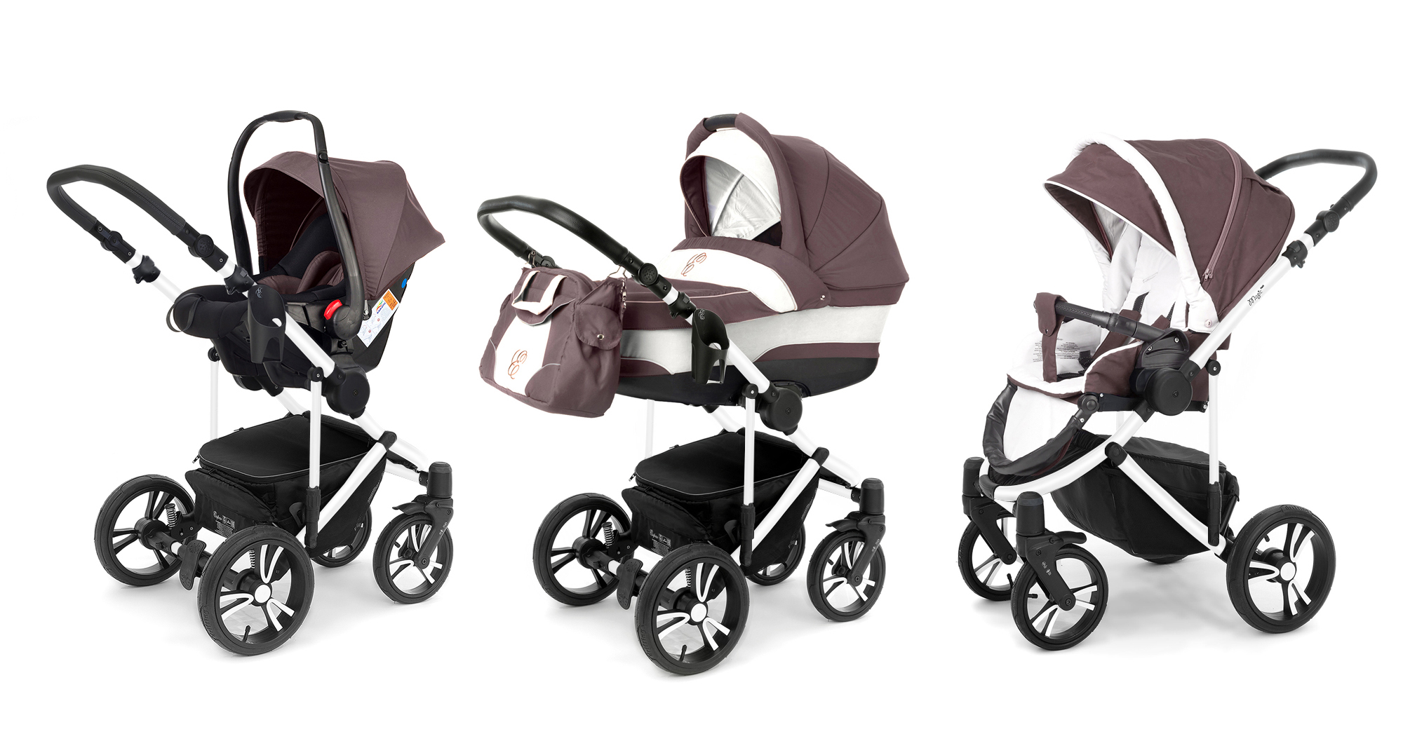 Коляска 3 в 1 Esspero Magic Pro (шасси White) Brown Lux