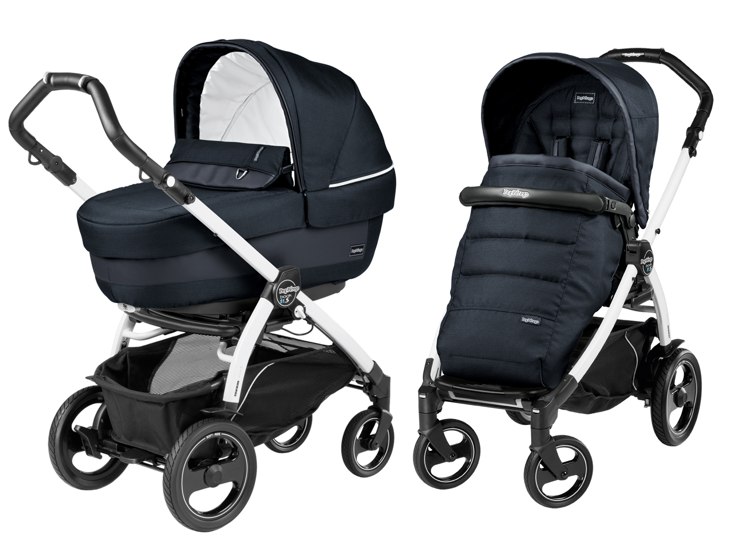 Коляска 2 в 1 Peg Perego Book 51 S Elite Modular (шасси White/Black) Luxe Bluenight