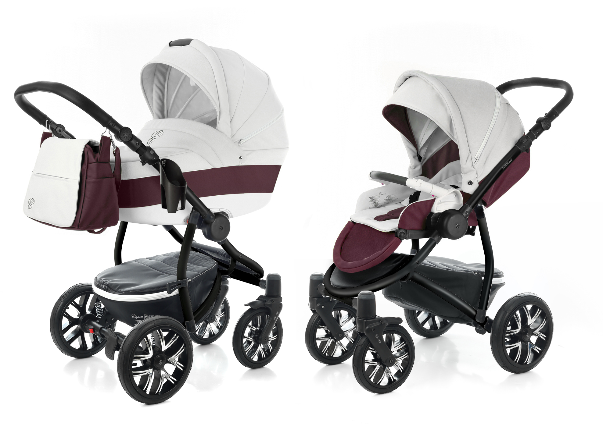 Коляска 2 в 1 Esspero Grand Discovery (шасси Graphite) Maroon leatherette