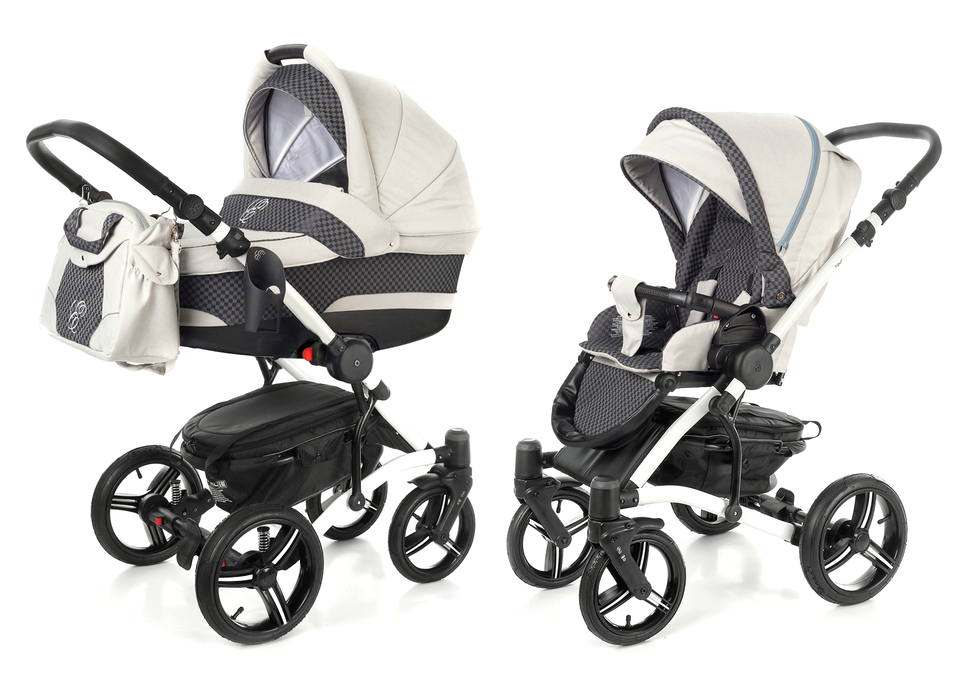 Коляска 2 в 1 Esspero Tour (шасси White) Grey Carbon