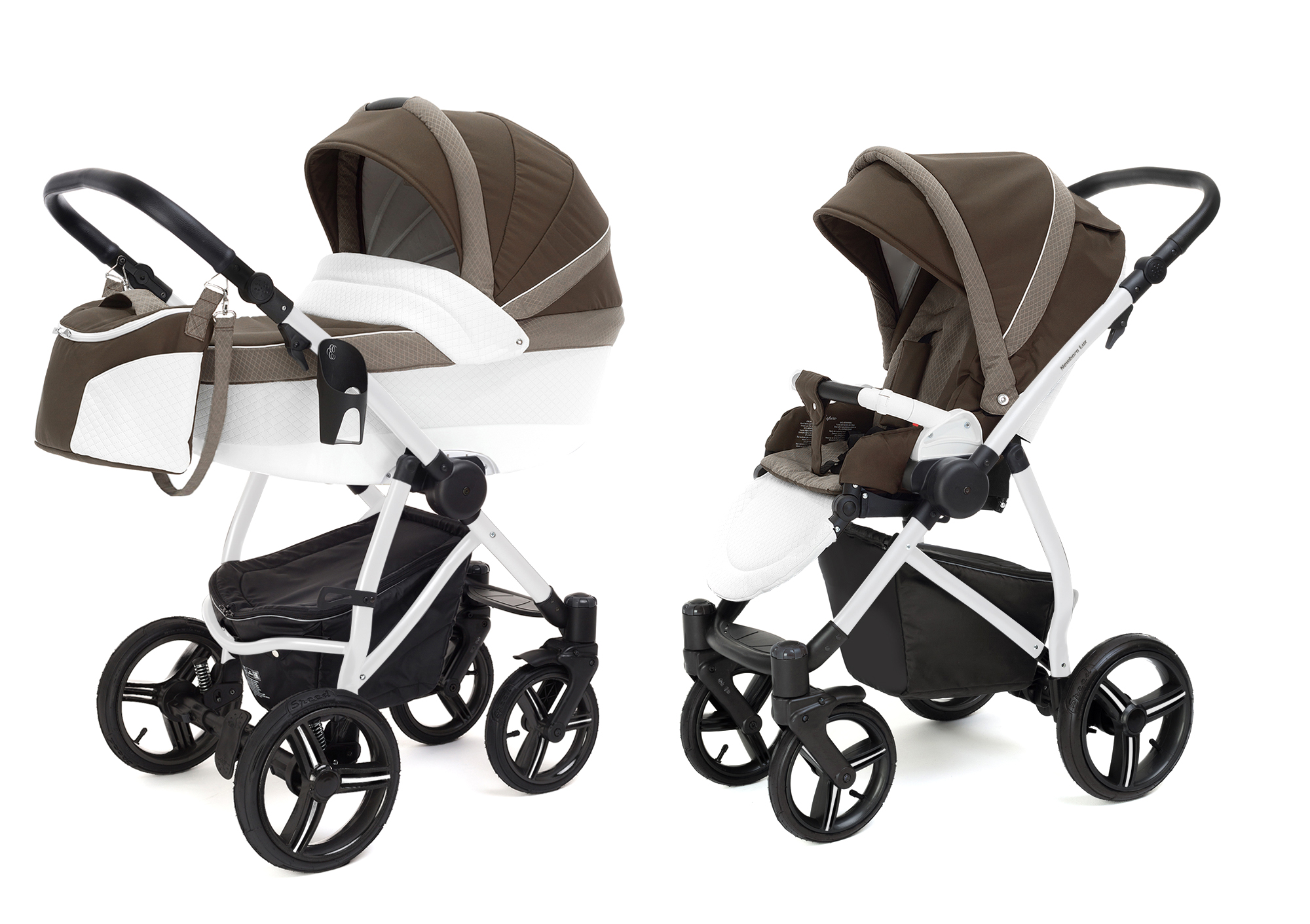 Коляска 2 в 1 Esspero Grand Newborn Lux (шасси White) Royal Brown