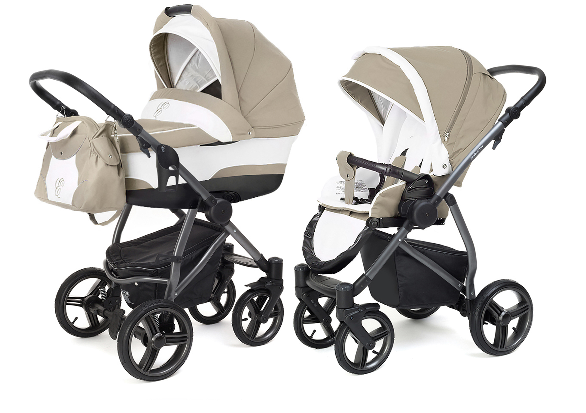 Коляска 2 в 1 Esspero Newborn Lux (шасси Graphite) Khakki Lux