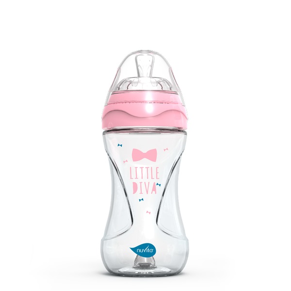 Антиколиковая бутылочка Nuvita 6033 Glass Collection 240мл, стекло розовый