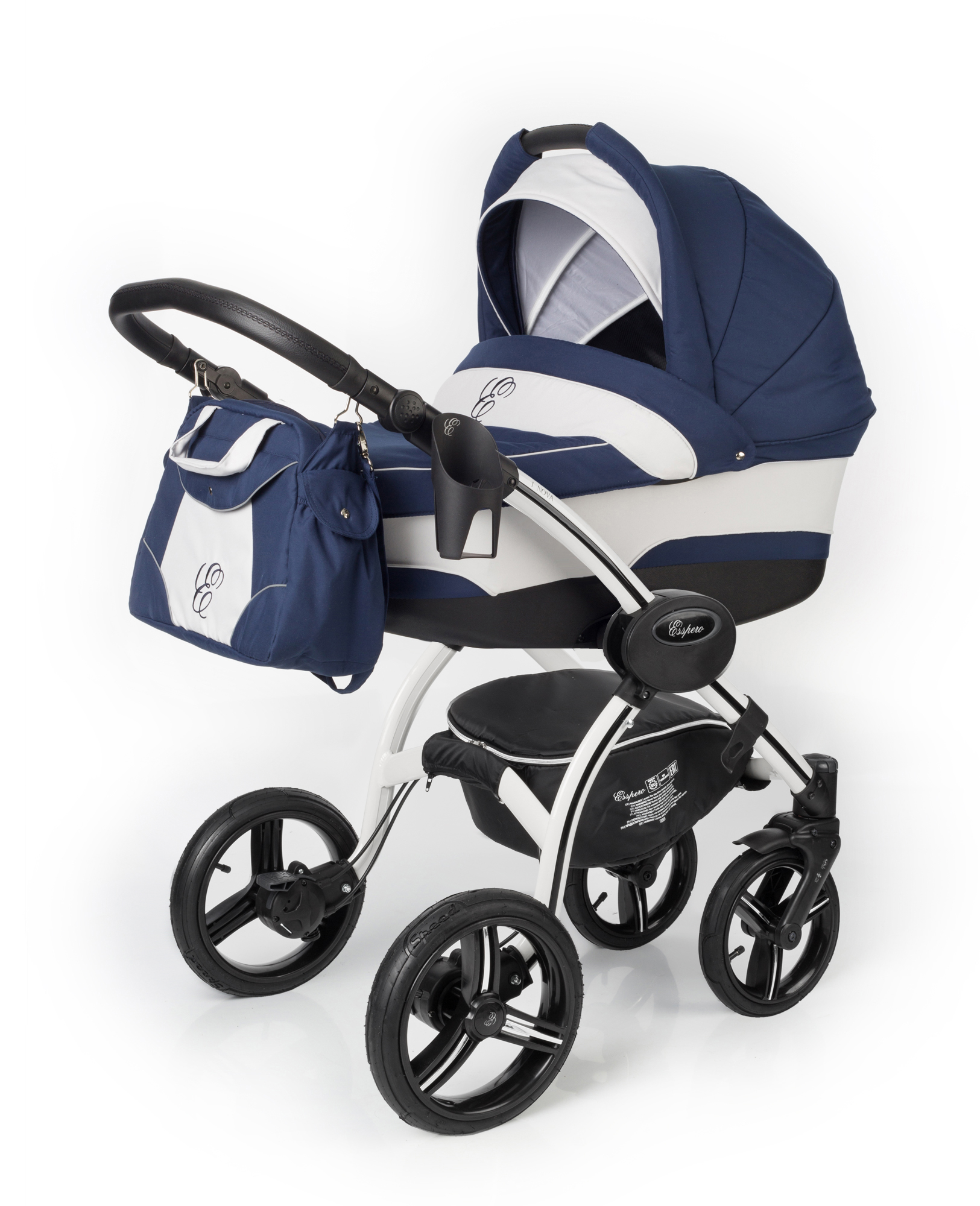 Коляска для новорожденных Esspero I-Nova (шасси White) Navy Grey