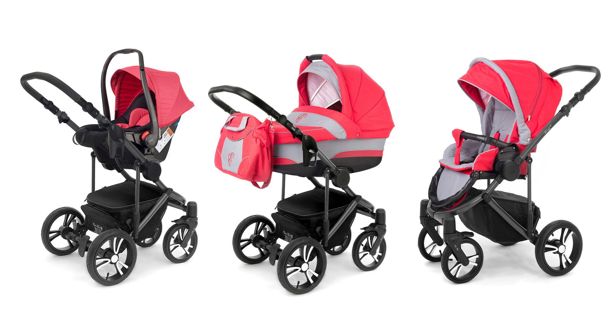 Коляска 3 в 1 Esspero Magic Pro (шасси Graphite) Red Grey