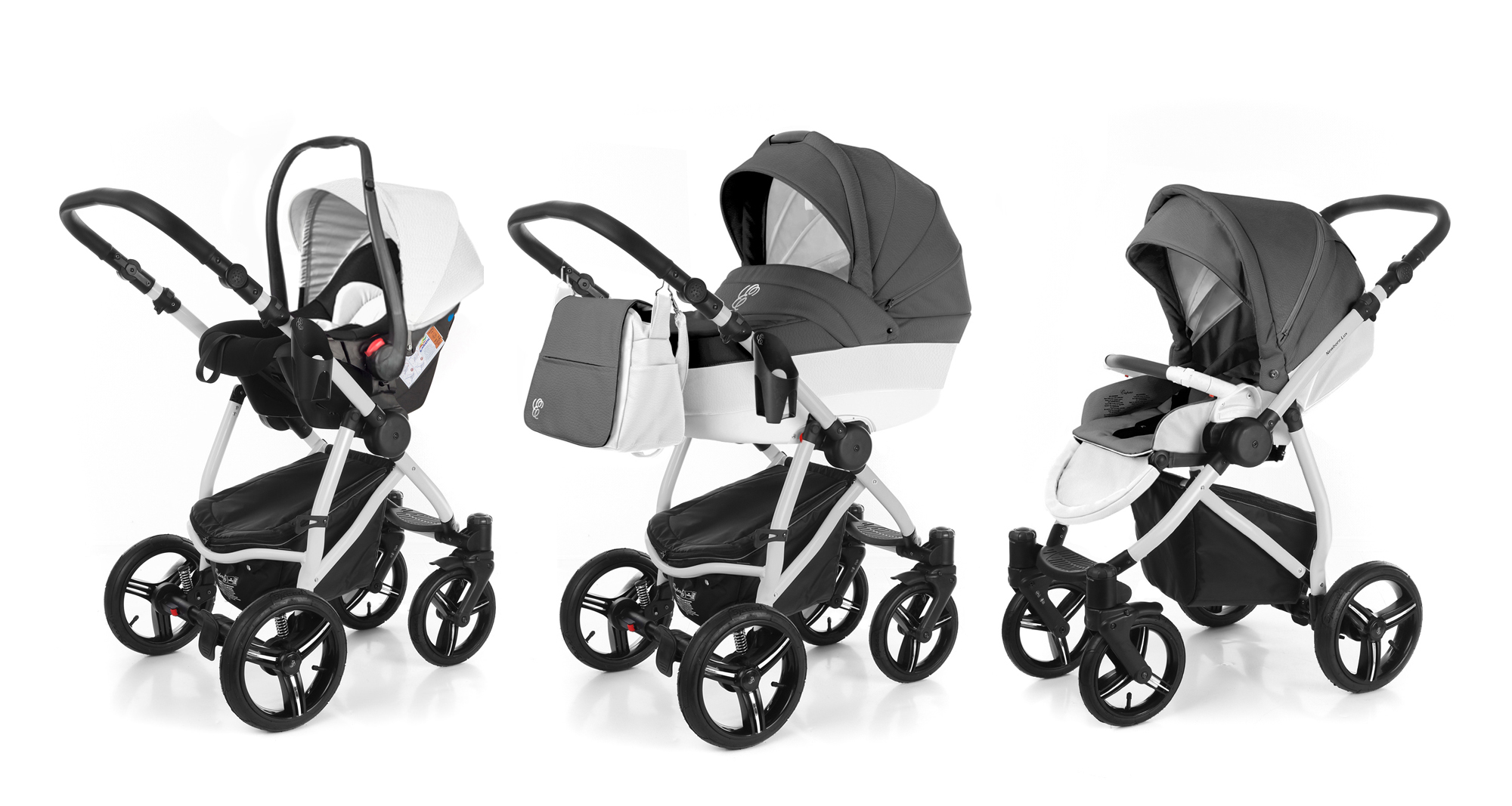 Коляска 3 в 1 Esspero Grand Newborn Lux (шасси Grey) Grafite leatherette