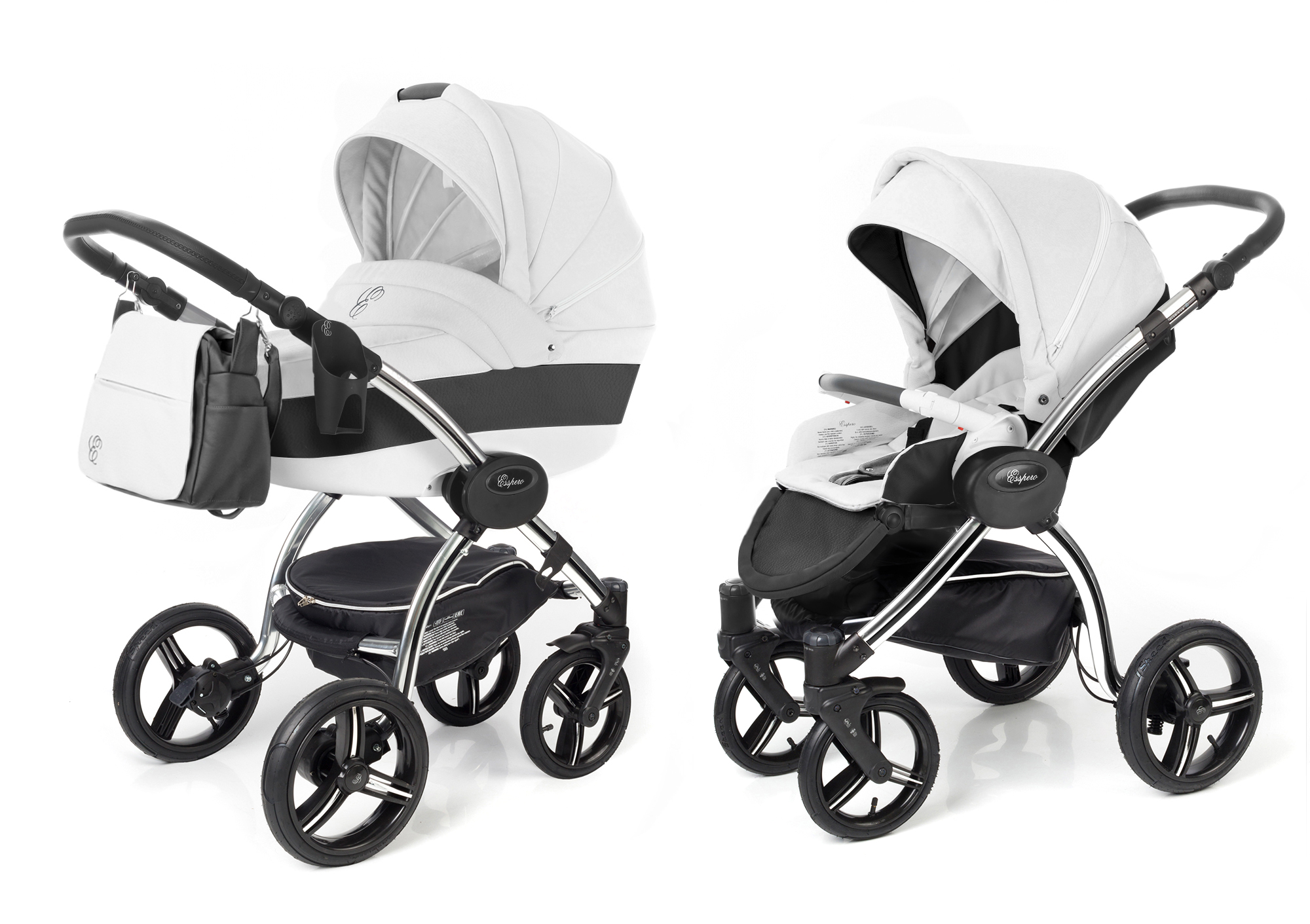 Коляска 2 в 1 Esspero Grand I-Nova (шасси Chrome) White leatherette