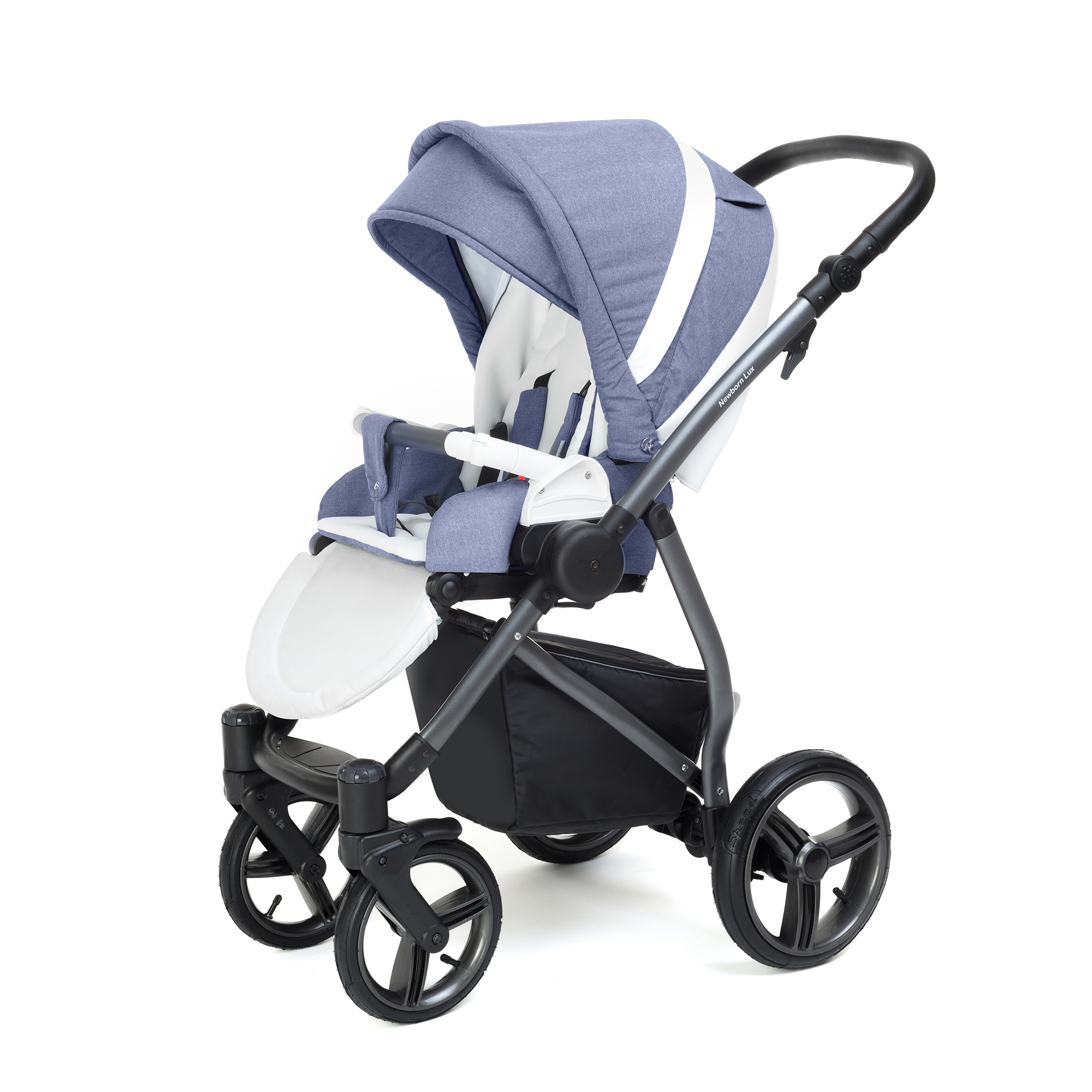 Прогулочная коляска Esspero Grand Newborn Lux (шасси Graphite) Jeans Blue