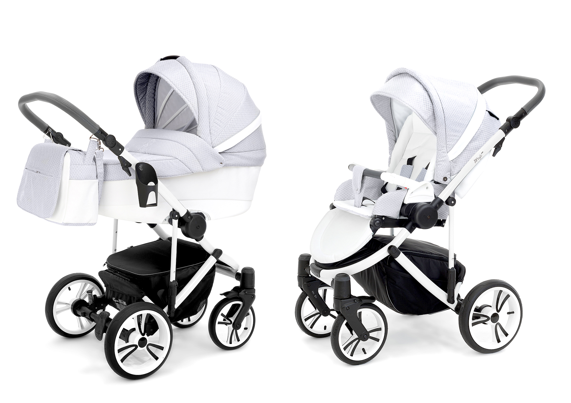 Коляска 2 в 1 Esspero Grand Magic Pro (шасси White) Grey Diamond
