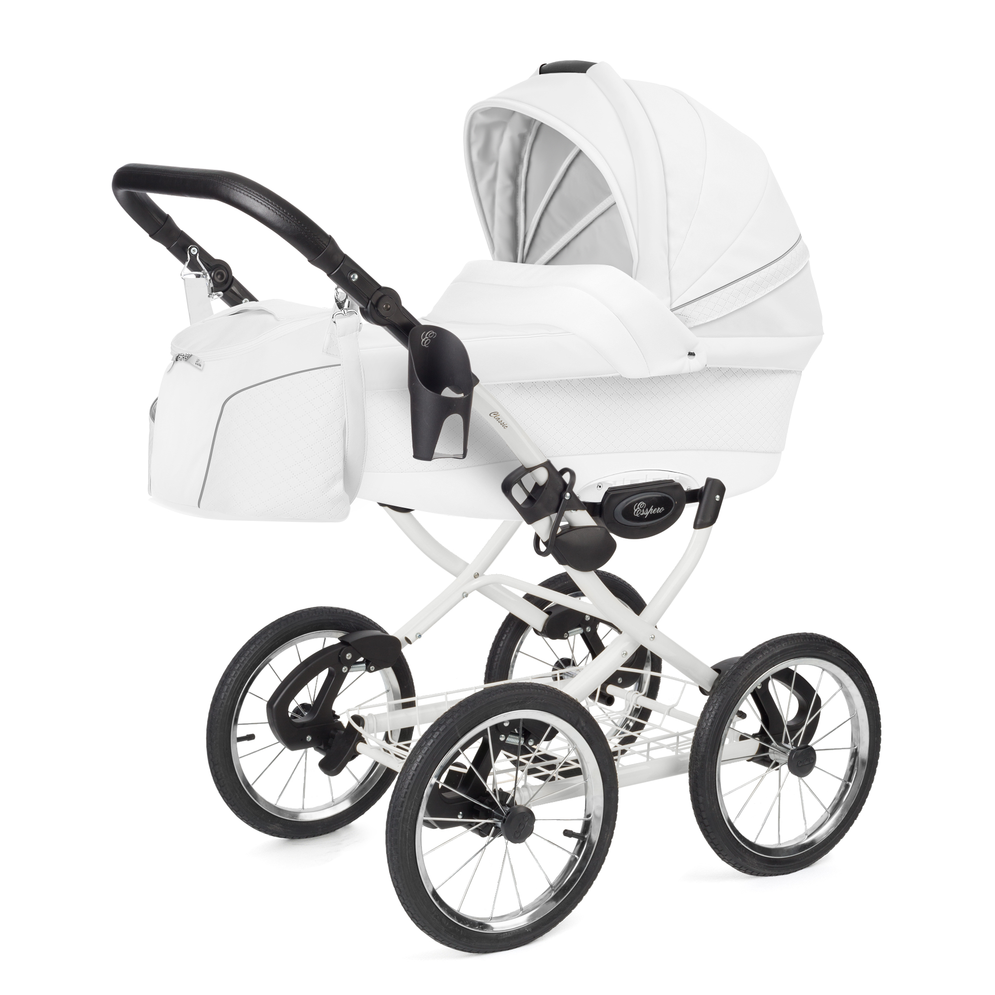 Коляска для новорожденных Esspero Grand Classic (шасси White) Nappa White