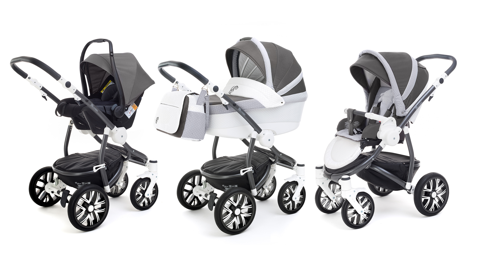 Коляска 3 в 1 Esspero Grand Discovery (шасси Graphite White) Royal Silver