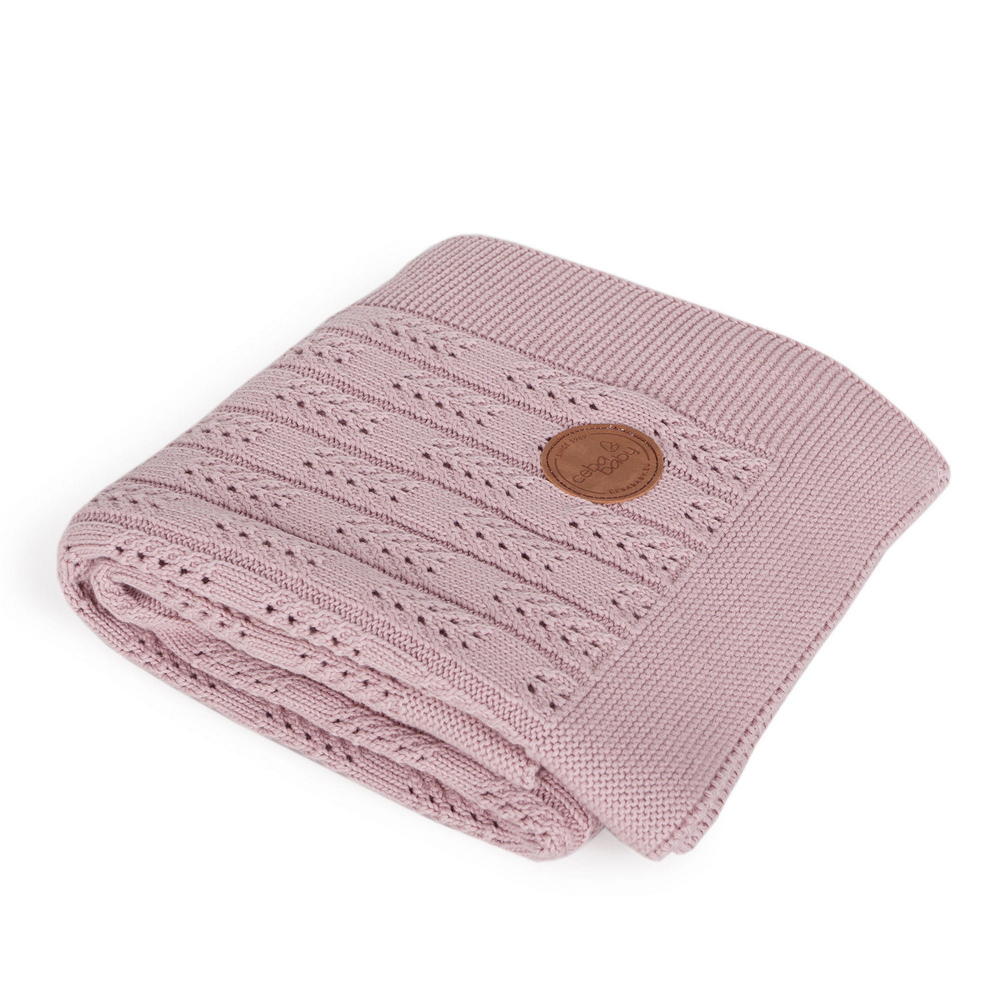 Плед Ceba Baby 90*90 вязаный Herringbone pink W-812-109-130