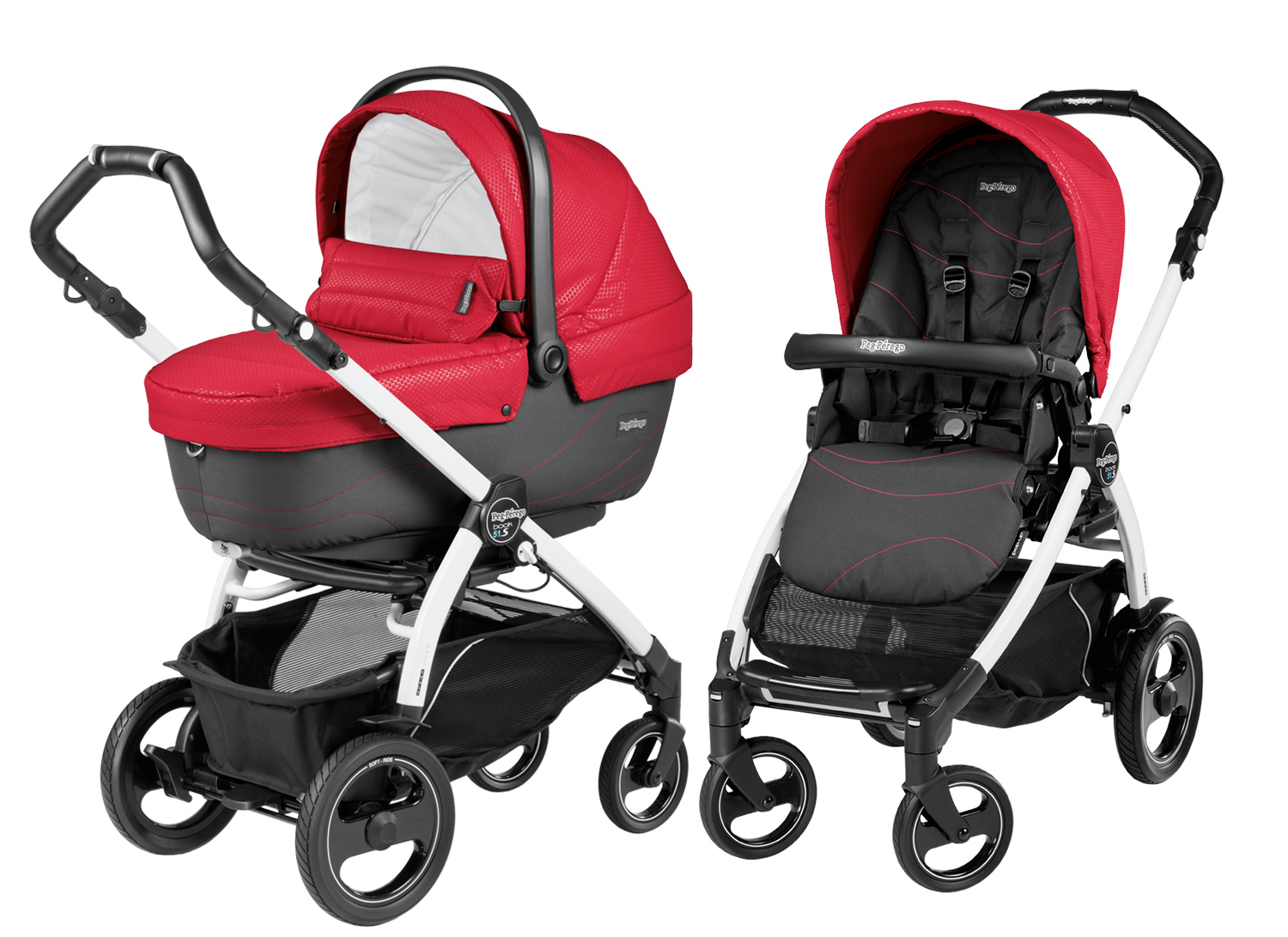 Коляска 2 в 1 Peg Perego Book 51 S XL Modular (шасси White/Black) Bloom Red