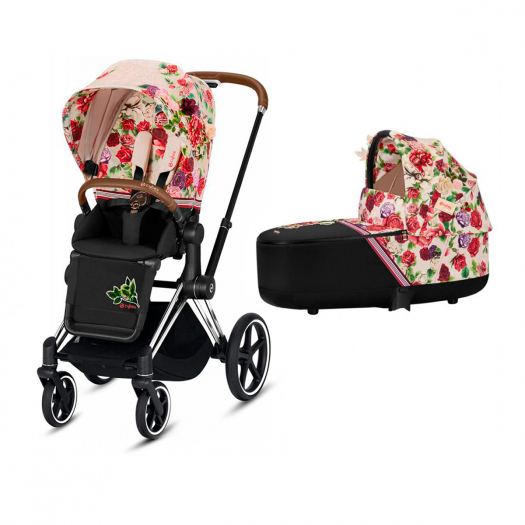 Коляска 2 в 1 Cybex Priam III FE Spring (шасси Chrome Brown) Blossom light