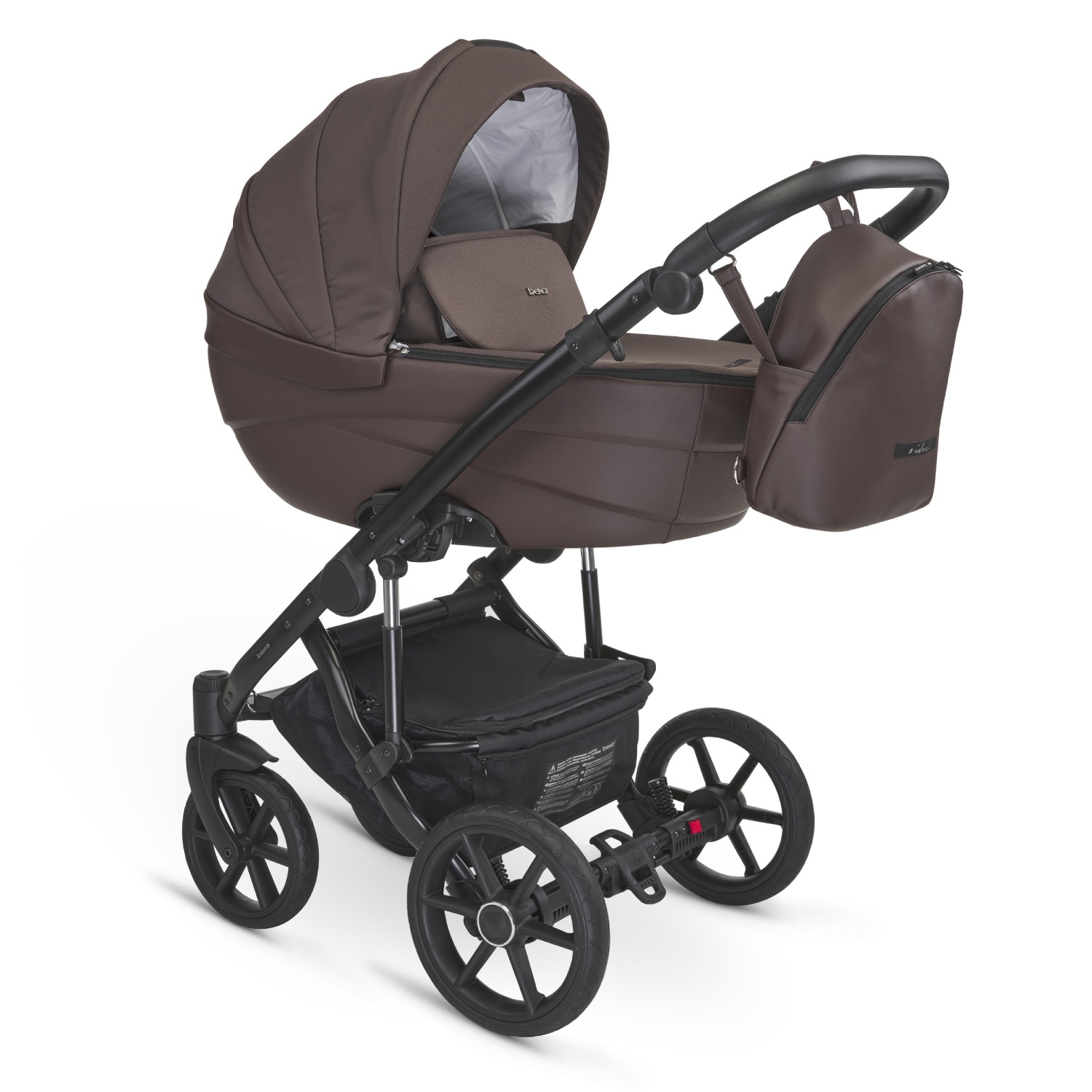 Коляска 2в1 BEXA IDEAL т.коричневый+т.коричневая кожа