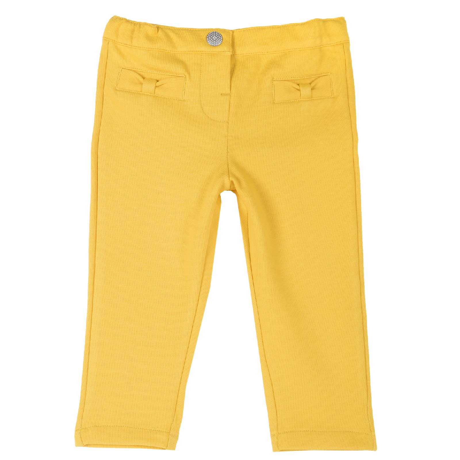 Брюки Chicco для девочки с бантиками размер 098, цвет жёлтый