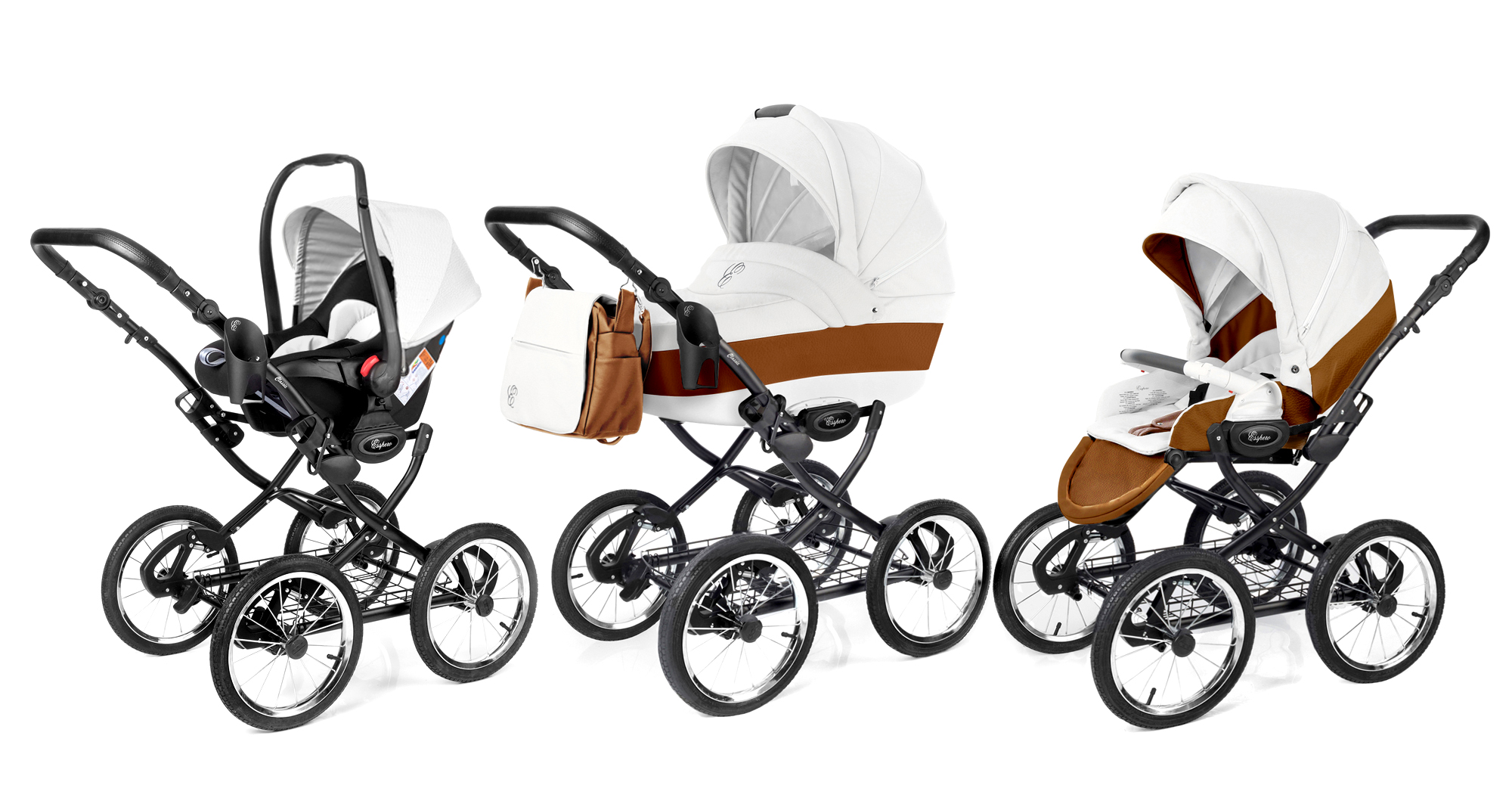 Коляска 3 в 1 Esspero Grand Classic (шасси Black) Orange leatherette