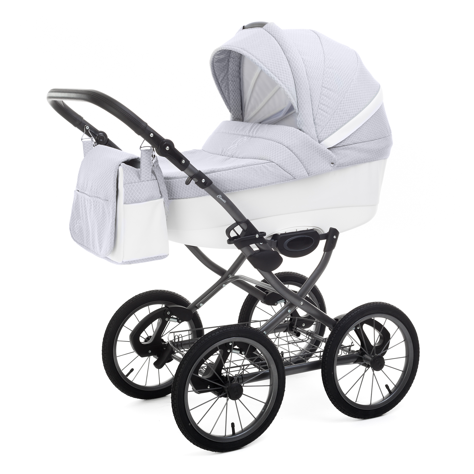 Коляска для новорожденных Esspero Grand Classic (шасси Graphite) Grey Diamond