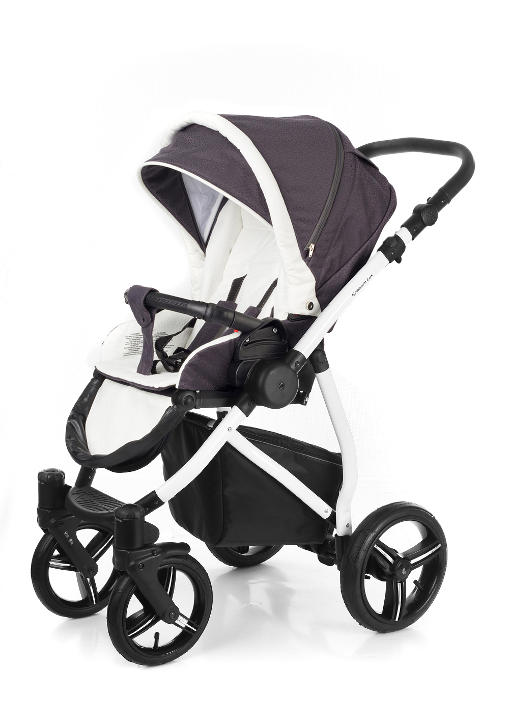Прогулочная коляска Esspero Newborn Lux (шасси White) Grey Leves