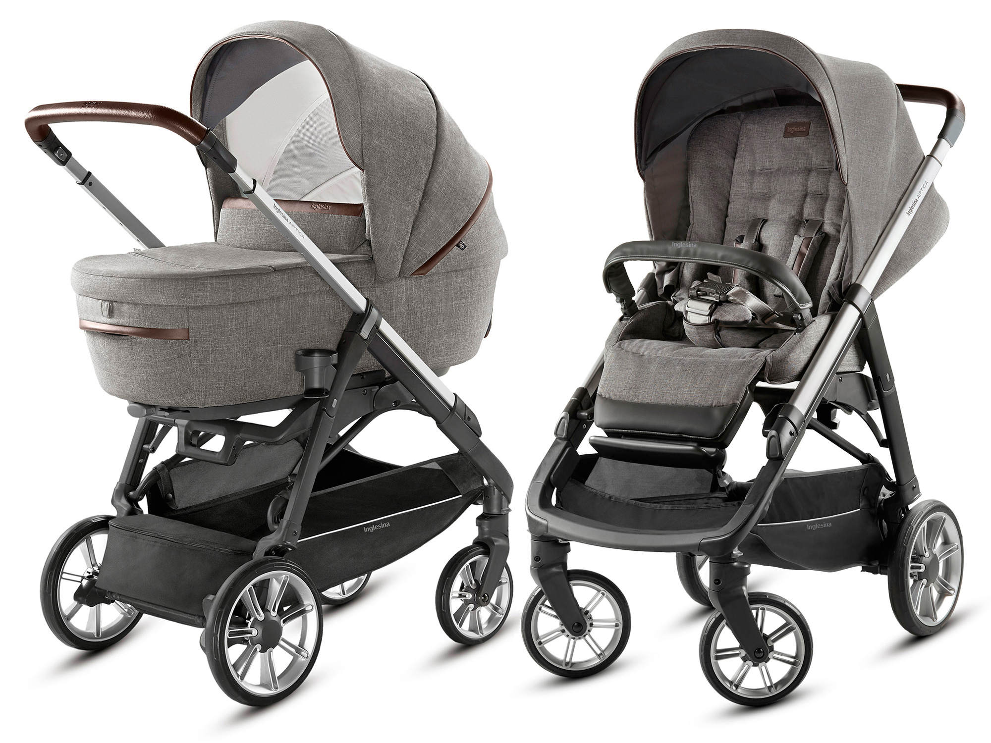 Коляска 2 в 1 Inglesina Aptica System Duo Mineral Grey Melange/Graphite Coffee