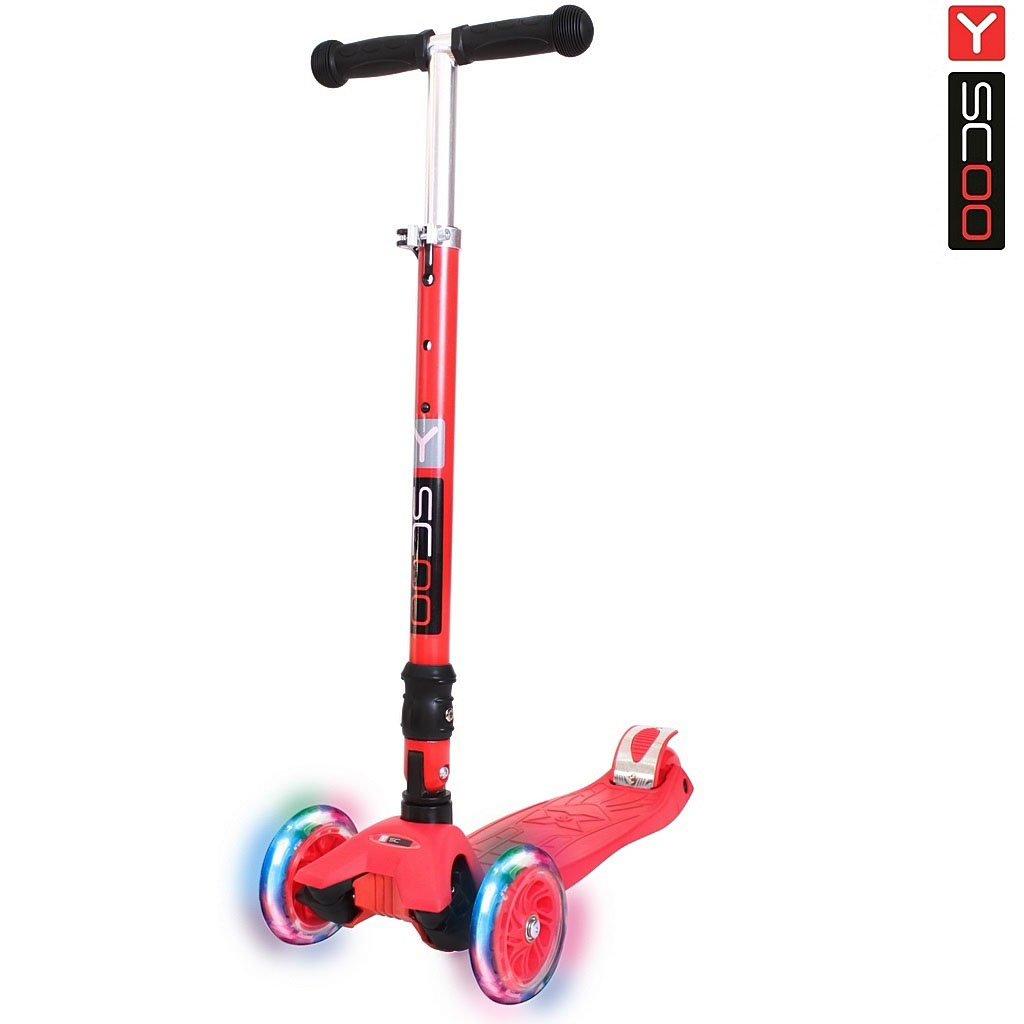 Самокат Y-SCOO 35 MAXI FIX Shine со светящимися колесами red
